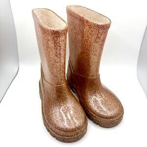 Next Brand UK 6 Toddler Wellies Rain Boots Rose Gold Glitter Pink